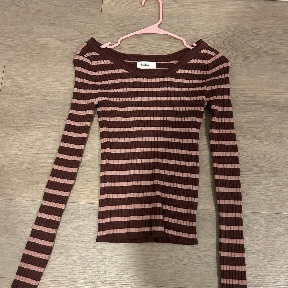 Bohme Striped Ribbed Top